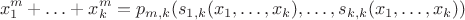 $$
x_1^m + \ldots + x_k^m = p_{m,k}(s_{1,k}(x_1,\ldots,x_k),\ldots,s_{k,k}(x_1,\ldots,x_k))
$$