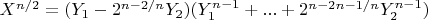$X^{n/2}=(Y_1-2^{{n-2}/n}Y_2)(Y_1^{n-1}+...+2^{{{n-2}{n-1}}/n}Y_2^{n-1})$
