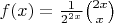 $f(x)=\frac{1}{2^{2x}}\binom{2x}{x}$