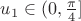 $u_1\in(0,\frac{\pi}4]$