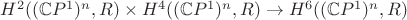 $H^2((\mathbb{C}P^1)^n,R)\times H^4((\mathbb{C}P^1)^n,R)\to H^6((\mathbb{C}P^1)^n,R)$