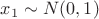 $x_1 \sim N(0,1)$