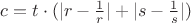 $c=t\cdot(|r-\frac{1}{r}|+|s-\frac{1}{s}|)$