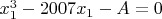 $x_1^3-2007x_1-A=0$