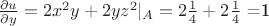 $\frac{\partial u}{\partial y}=2x^2y+2yz^2|_A=2\frac14 +2\frac14$ =1