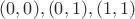 $(0,0),(0,1),(1,1)$ $(0,0),(0,1),(1,1)$