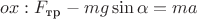 $$ox: F_{\text{тр}} - mg\sin\alpha = ma$$