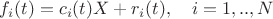 $f_i(t)=c_i(t) X + r_i(t), \quad i =1,.., N$