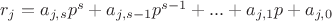 $r_j=a_{j,s}p^s+a_{j,s-1}p^{s-1}+...+a_{j,1}p+a_{j,0}$