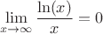 $$\lim_{x\to\infty}\frac{\ln(x)} {x} = 0$$