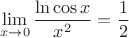 $$
\lim_{x \to 0} \frac{\ln \cos x}{x^2} = \frac{1}{2}
$$