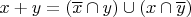 $x + y = (\overline{x} \cap y) \cup (x \cap \overline{y})$