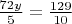 $\frac{72y}{5} = \frac{129}{10}$