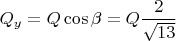 $Q_y=Q\cos{\beta}=Q\dfrac{2}{\sqrt{13}}$