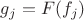 $g_j = F(f_j)$
