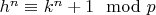 $h^n \equiv k^n+1 \mod p$