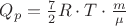 $\[{Q_p} = \frac{7}{2}R \cdot T \cdot \frac{m}{\mu }\]$