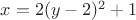 $x=2(y-2)^2+1$