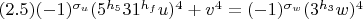 $(2.5) (-1)^{\sigma_u}(5^{h_5}31^{h_f}u)^4+v^4=(-1)^{\sigma_w}(3^{h_3}w)^4 $