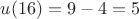$u(16)=9-4=5$