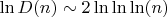 $\ln D(n) \sim 2\ln\ln\ln(n)$