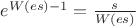 $e^{W(es)-1}=\frac{s}{W(es)}$