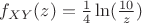 $f_{XY}(z)=\frac{1}{4}\ln(\frac{10}{z})$