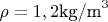 $\rho = 1,2 \text{kg/m}^3$