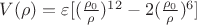 $V(\rho)=\varepsilon[(\frac{\rho_0}\rho)^{12}-2(\frac{\rho_0}\rho)^{6}]$