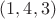 $(1,4,3)$