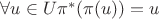 $\forall u \in U \pi^*{(\pi(u))}=u$