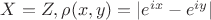 $X = Z,  \rho(x,y) = |e^{ix}-e^{iy}| $