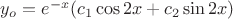 $y_o=e^{-x}(c_1\cos{2x}+c_2\sin{2x})$