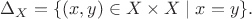 $\Delta_X=\{(x,y)\in X\times X\mid x=y\}.$