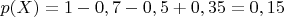 $p(X)=1-0,7-0,5+0,35=0,15$