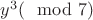 $y^3(\mod 7)$