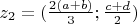 $z_2=(\frac{2(a+b)}3;\frac{c+d}2)$