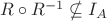 $R\circ R^{-1}\nsubseteq I_A$