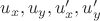 $u_x, u_y, u'_x, u'_y$