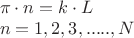 $\begin{array}{l}
\pi \cdot n = k \cdot L\\
n = 1,2,3,.....,N
\end{array}$ $\begin{array}{l}
\pi \cdot n = k \cdot L\\
n = 1,2,3,.....,N
\end{array}$