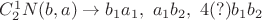 $C^1_2N(b,a) \to b_1a_1,~a_1b_2,~4(?)b_1b_2$