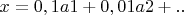 $x=0,1a1+0,01a2+..$