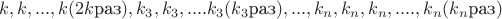 $k,  k, ..., k (2k \text{раз}),k_3,k_3,....k_3(k_3 \text{раз}), ..., k_n,k_n, k_n, .... , k_n (k_n \text{раз})$