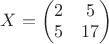$X=\begin{pmatrix} 2 &5 \\ 5&17 \end{pmatrix}$