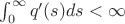 $\int_0^\infty q'(s) ds < \infty$
