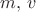 $m,\, v$