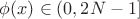 $\phi(x) \in (0,2N-1]$