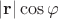 $|\mathbf{r}|\cos\varphi$