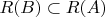 $R(B) \subset R(A)$