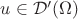$u\in\mathcal{D}'(\Omega)$